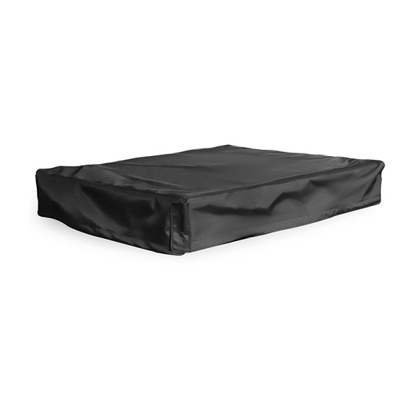Angled side view of ROVEROLL Soft Shell Roof Top Tent in closed position on white background