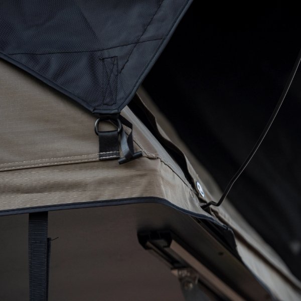 Close-up of fabric stitching on ROVEROLL Soft Shell Roof Top Tent